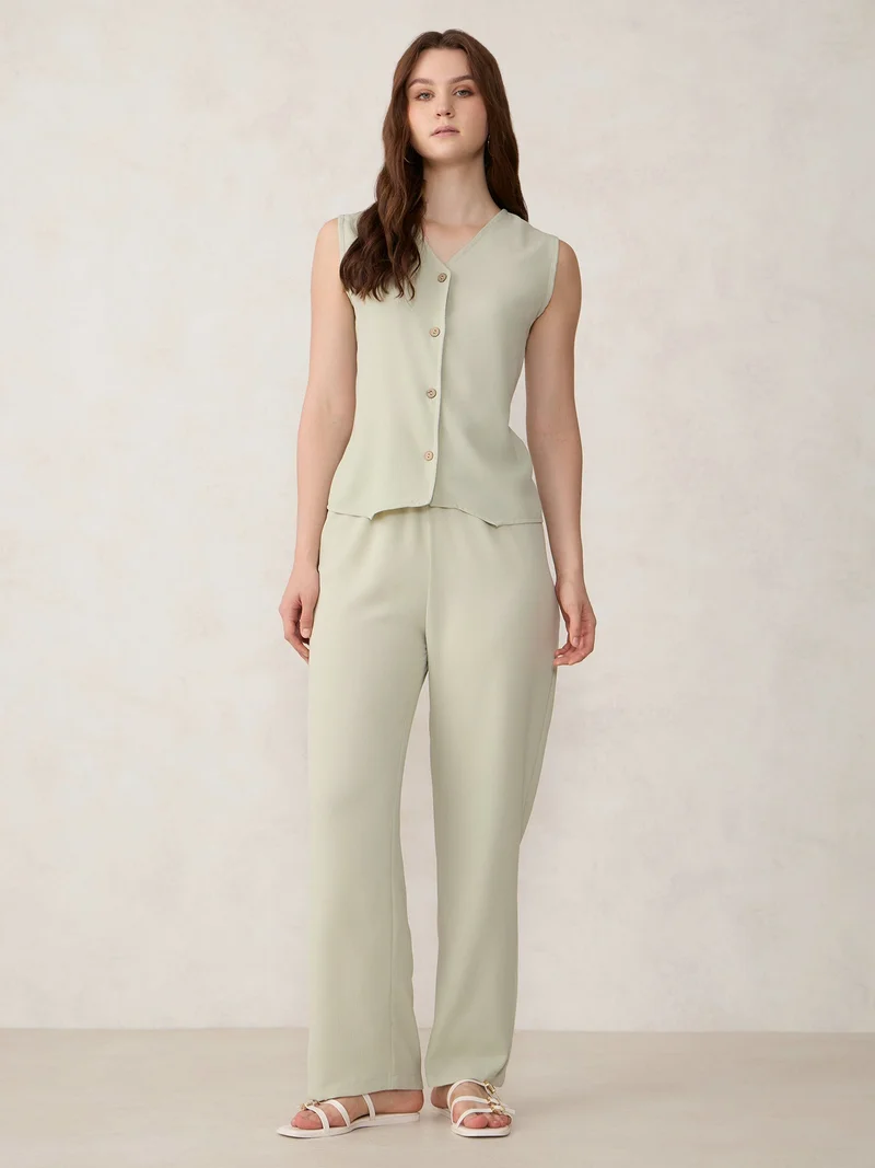 Outzidr Green Green Waist Coat Trouser Co-Ord Set for Women | Best Price UAE